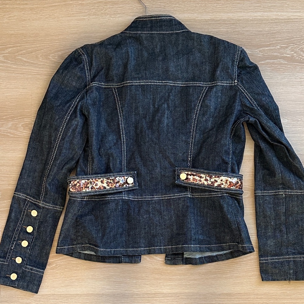 Cache Black Denim Jacket with Sequin Accents - image 3